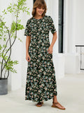 Chiclily Women's Summer Short Sleeve Maxi Dress with Pockets - Soft Casual Loose Long Boho Sundress for Beach & Vacation
