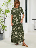 Chiclily Women's Summer Short Sleeve Maxi Dress with Pockets - Soft Casual Loose Long Boho Sundress for Beach & Vacation