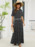 Chiclily Women's Summer Short Sleeve Maxi Dress with Pockets - Soft Casual Loose Long Boho Sundress for Beach & Vacation