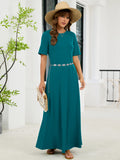 Chiclily Women's Summer Short Sleeve Maxi Dress with Pockets - Soft Casual Loose Long Boho Sundress for Beach & Vacation