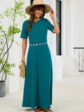 Chiclily Women's Summer Short Sleeve Maxi Dress with Pockets - Soft Casual Loose Long Boho Sundress for Beach & Vacation