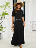 Chiclily Women's Summer Short Sleeve Maxi Dress with Pockets - Soft Casual Loose Long Boho Sundress for Beach & Vacation