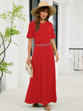 Chiclily Women's Summer Short Sleeve Maxi Dress with Pockets - Soft Casual Loose Long Boho Sundress for Beach & Vacation