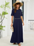 Chiclily Women's Summer Short Sleeve Maxi Dress with Pockets - Soft Casual Loose Long Boho Sundress for Beach & Vacation
