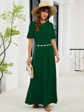 Chiclily Women's Summer Short Sleeve Maxi Dress with Pockets - Soft Casual Loose Long Boho Sundress for Beach & Vacation