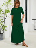 Chiclily Women's Summer Short Sleeve Maxi Dress with Pockets - Soft Casual Loose Long Boho Sundress for Beach & Vacation