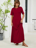 Chiclily Women's Summer Short Sleeve Maxi Dress with Pockets - Soft Casual Loose Long Boho Sundress for Beach & Vacation