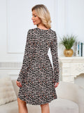 Chiclily Women's Long Sleeve Fall Dress Floral Casual Pleated Swing T-Shirt Dresses with Pockets