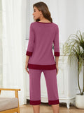 V-Neck Tops and Loose Capri Pants Pajama Set Soft Sleepwear