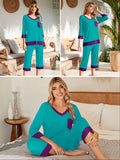 V-Neck Tops and Loose Capri Pants Pajama Set Soft Sleepwear