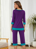 V-Neck Tops and Loose Capri Pants Pajama Set Soft Sleepwear