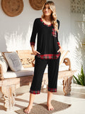 V-Neck Tops and Loose Capri Pants Pajama Set Soft Sleepwear