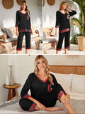 V-Neck Tops and Loose Capri Pants Pajama Set Soft Sleepwear