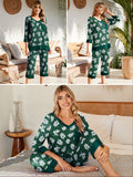 V-Neck Tops and Loose Capri Pants Pajama Set Soft Sleepwear