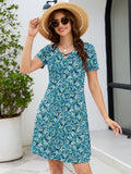 Chiclily Women's Summer Casual T-Shirt Dress - Short Sleeve Crisscross V-Neck Swing A-Line Tunic Sundress with Pockets