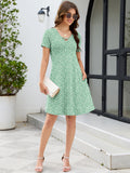 Chiclily Women's Summer Casual T-Shirt Dress - Short Sleeve Crisscross V-Neck Swing A-Line Tunic Sundress with Pockets