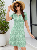 Chiclily Women's Summer Casual T-Shirt Dress - Short Sleeve Crisscross V-Neck Swing A-Line Tunic Sundress with Pockets