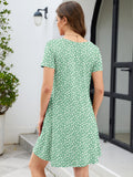 Chiclily Women's Summer Casual T-Shirt Dress - Short Sleeve Crisscross V-Neck Swing A-Line Tunic Sundress with Pockets