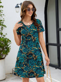 Chiclily Women's Summer Casual T-Shirt Dress - Short Sleeve Crisscross V-Neck Swing A-Line Tunic Sundress with Pockets