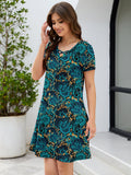 Chiclily Women's Summer Casual T-Shirt Dress - Short Sleeve Crisscross V-Neck Swing A-Line Tunic Sundress with Pockets