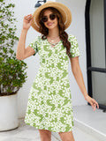 Chiclily Women's Summer Casual T-Shirt Dress - Short Sleeve Crisscross V-Neck Swing A-Line Tunic Sundress with Pockets