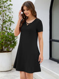 Chiclily Women's Summer Casual T-Shirt Dress - Short Sleeve Crisscross V-Neck Swing A-Line Tunic Sundress with Pockets