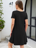 Chiclily Women's Summer Casual T-Shirt Dress - Short Sleeve Crisscross V-Neck Swing A-Line Tunic Sundress with Pockets