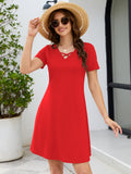 Chiclily Women's Summer Casual T-Shirt Dress - Short Sleeve Crisscross V-Neck Swing A-Line Tunic Sundress with Pockets