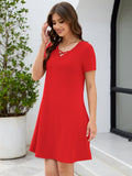 Chiclily Women's Summer Casual T-Shirt Dress - Short Sleeve Crisscross V-Neck Swing A-Line Tunic Sundress with Pockets