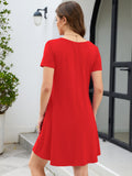 Chiclily Women's Summer Casual T-Shirt Dress - Short Sleeve Crisscross V-Neck Swing A-Line Tunic Sundress with Pockets