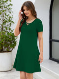 Chiclily Women's Summer Casual T-Shirt Dress - Short Sleeve Crisscross V-Neck Swing A-Line Tunic Sundress with Pockets