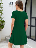 Chiclily Women's Summer Casual T-Shirt Dress - Short Sleeve Crisscross V-Neck Swing A-Line Tunic Sundress with Pockets
