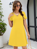 Chiclily Women's Summer Casual T-Shirt Dress - Short Sleeve Crisscross V-Neck Swing A-Line Tunic Sundress with Pockets