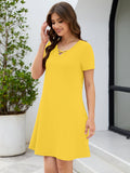 Chiclily Women's Summer Casual T-Shirt Dress - Short Sleeve Crisscross V-Neck Swing A-Line Tunic Sundress with Pockets