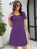 Chiclily Women's Summer Casual T-Shirt Dress - Short Sleeve Crisscross V-Neck Swing A-Line Tunic Sundress with Pockets