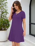 Chiclily Women's Summer Casual T-Shirt Dress - Short Sleeve Crisscross V-Neck Swing A-Line Tunic Sundress with Pockets