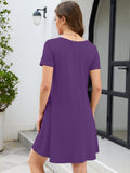Chiclily Women's Summer Casual T-Shirt Dress - Short Sleeve Crisscross V-Neck Swing A-Line Tunic Sundress with Pockets