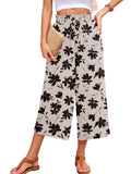 Chiclily Women's Wide Leg Capri Pants Summer High Waisted Palazzo Trousers Drawstring Cropped Pants with Pockets