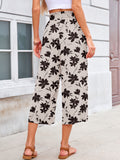 Chiclily Women's Wide Leg Capri Pants Summer High Waisted Palazzo Trousers Drawstring Cropped Pants with Pockets