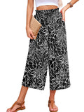 Chiclily Women's Wide Leg Capri Pants Summer High Waisted Palazzo Trousers Drawstring Cropped Pants with Pockets