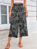 Chiclily Women's Wide Leg Capri Pants Summer High Waisted Palazzo Trousers Drawstring Cropped Pants with Pockets