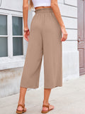 Chiclily Women's Wide Leg Capri Pants Summer High Waisted Palazzo Trousers Drawstring Cropped Pants with Pockets