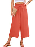 Chiclily Women's Wide Leg Capri Pants Summer High Waisted Palazzo Trousers Drawstring Cropped Pants with Pockets