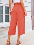 Chiclily Women's Wide Leg Capri Pants Summer High Waisted Palazzo Trousers Drawstring Cropped Pants with Pockets