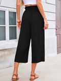Chiclily Women's Wide Leg Capri Pants Summer High Waisted Palazzo Trousers Drawstring Cropped Pants with Pockets