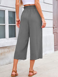 Chiclily Women's Wide Leg Capri Pants Summer High Waisted Palazzo Trousers Drawstring Cropped Pants with Pockets