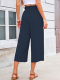 Chiclily Women's Wide Leg Capri Pants Summer High Waisted Palazzo Trousers Drawstring Cropped Pants with Pockets