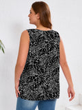 Women's Plus Size Tank Top with Keyhole Neckline Summer Relaxed Fit Chiffon Sleeveless Tops Embellished Front for Casual Outfits