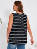 Women's Plus Size Tank Top with Keyhole Neckline Summer Relaxed Fit Chiffon Sleeveless Tops Embellished Front for Casual Outfits