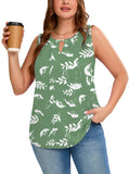 Women's Plus Size Tank Top with Keyhole Neckline Summer Relaxed Fit Chiffon Sleeveless Tops Embellished Front for Casual Outfits